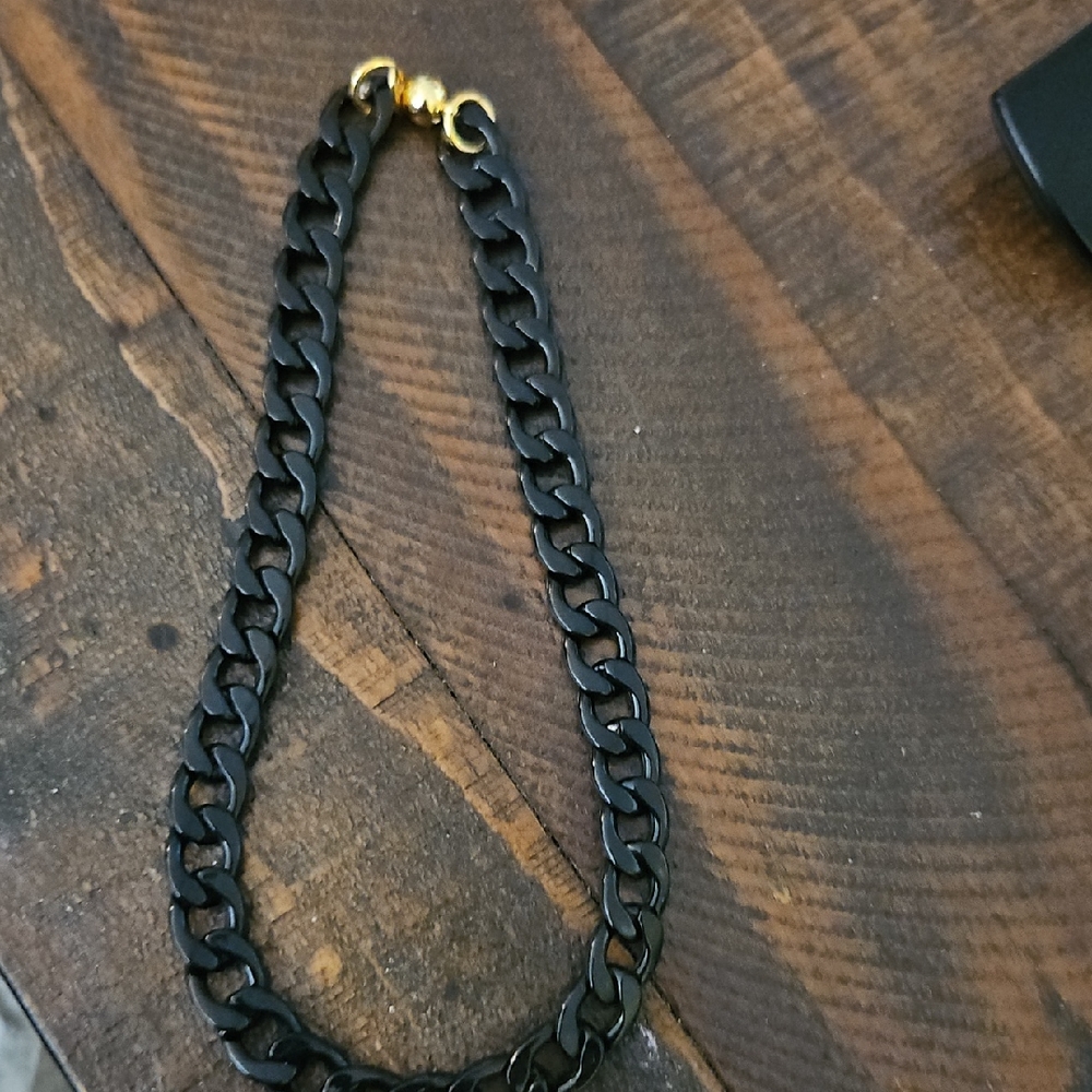 Black Chain Link Necklace Magnetic Closure